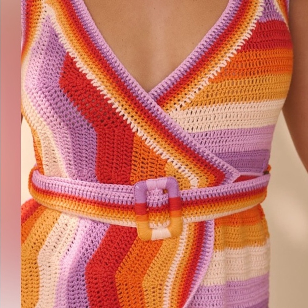 Colorful Crochet Wrap Dress